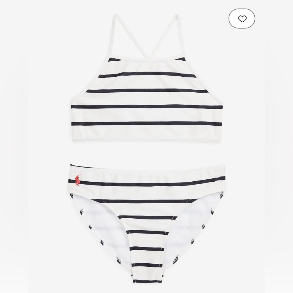 Polo by Ralph Lauren White Black Striped Kids Bikini Size 5T